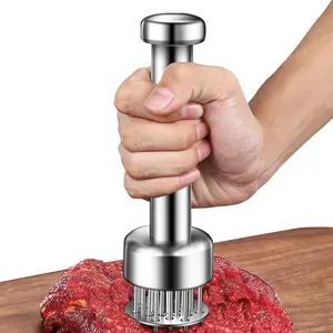 Stainless Steel Meat Tenderizer Tool, 21 Sharp Needles, Meat Piercing, Tenderizing Steak, Beef, Chicken, Pork, Barbecue, Marinating, Small Meat Grinder Kitchen Utensils