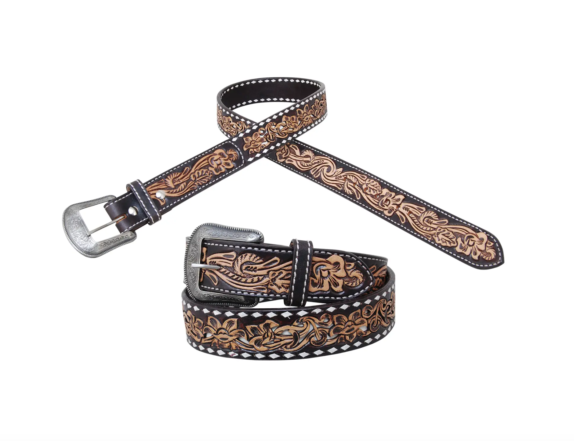 Circle Y White Buckstitch Belt