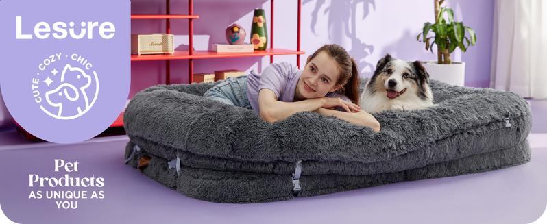 Lesure Luxury Warm Foldable 3-in-1 Flexible Giant Human Dog Bed Cozy Fluffy Faux Fur Lounge Sofa with Supportive Bolster Egg Foam Soft Plush Calming Orthopedic Bed for Winter Comfort Classic Lounge Sofa Options TikTokShopBlackFriday Choice Lesure Luxury Warm Foldable 3-in-1 Flexible Giant Human Dog Bed Cozy Fluffy Faux Fur Lounge Sofa with Supportive Bolster Egg Foam Soft Plush Calming Orthopedic Bed for Winter Comfort Classic Lounge Sofa Options TikTokShopBlackFriday Choice
