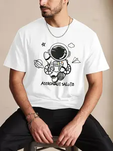 Men's Letter Print Round Neck Tee, Casual Short Sleeve Crew Neck T-shirt for Summer, Fashion Men's Top for Daily Wear