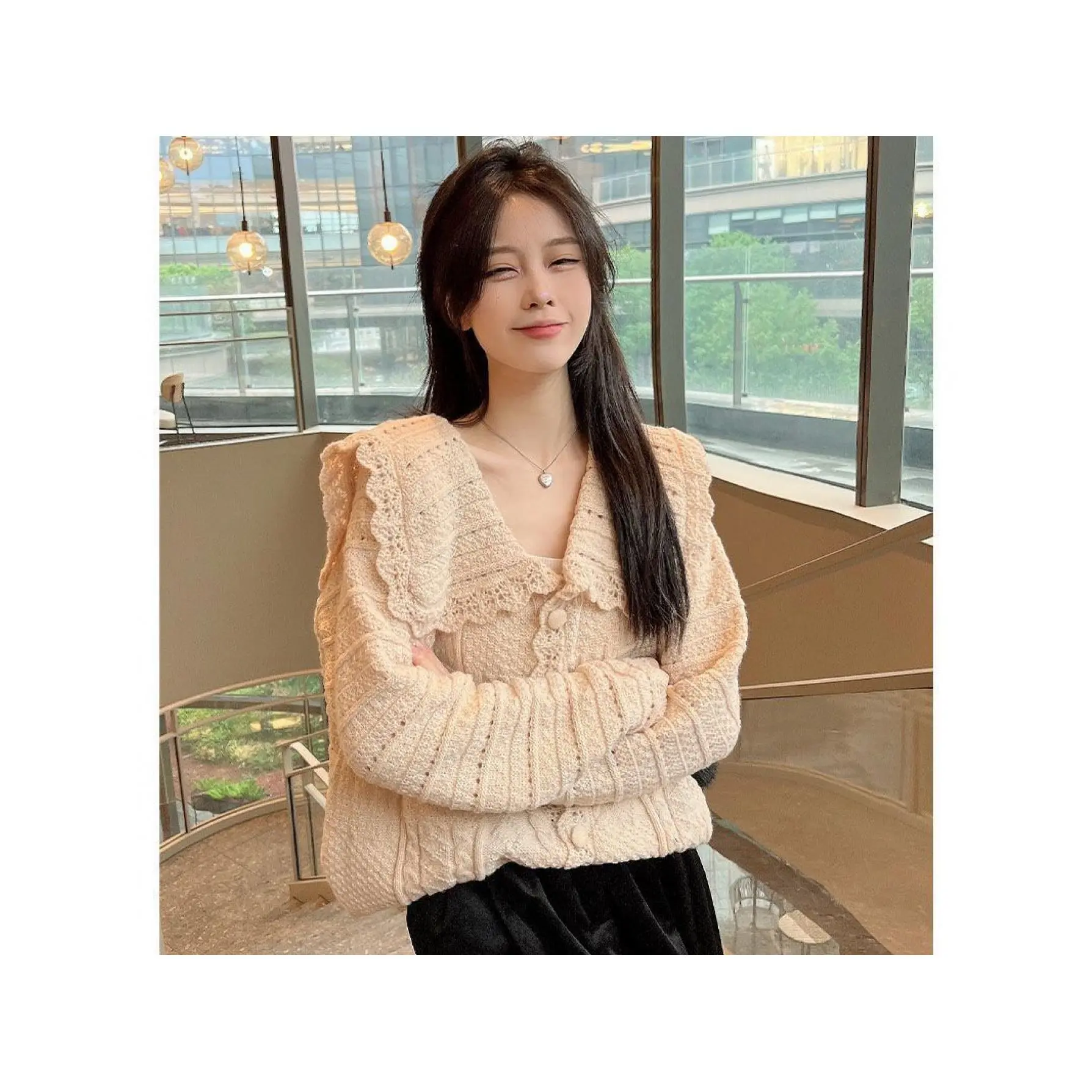 Women'S French Vintage Sweater - Beige/ Ivory/ Light Brown Cardigan, Loose Fit Long Sleeve Sweater for Fall/Winter, Elegant Layering Piece for Everyday Formal Outfits, Winter Wardrobe, Classic Knitwear, Cozy Fabric, Button Closure, Autumn Styling, Polyest