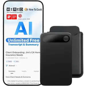 Note Pro AI Voice Recorder, Unlimited Transcribe & Summarize, AI Note Taking Recording Device w/Case, App Control, 113 Languages for Calls, Meetings, Lectures, Interviews, Black