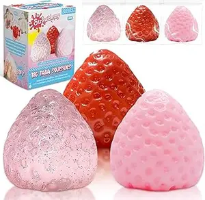 3Pcs Big Taba Squishies Strawberry, Cute Strawberry Squeeze Toys, Upgrade Fruit Squishies, Kawaii Sticky Stress Toy, Clear Fidget Toys, Valentines Gift for Kids, Teen Boys Girls Birthday Gift Ideas