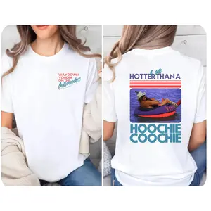 Hotter Than A Hoochie Coochie T-Shirt Hoodie or Sweatshirt, Funny 2-Sided Country Music Graphic, Chattahoochee Jackson Inspired Shirt, Unisex Cotton Pullover for Summer