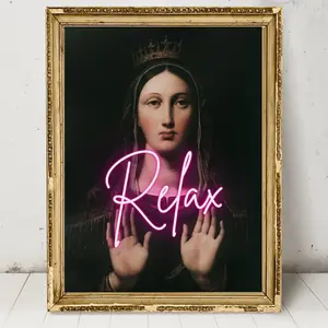 [2D Flat] One Piece of Eclectic Vintage Portrait Altered Art Canvas Print for Wall Decoration, Featuring a Moody Gallery Painting Suitable for Living Room Decor, a Humorous Festival Gift, Unframed.