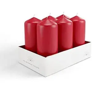 Cone Top Pillar Candles by  - Set of 6-3" x 6" Dripless Unscented Holiday Candles in Red for  Decor, Relaxation &  Occasions