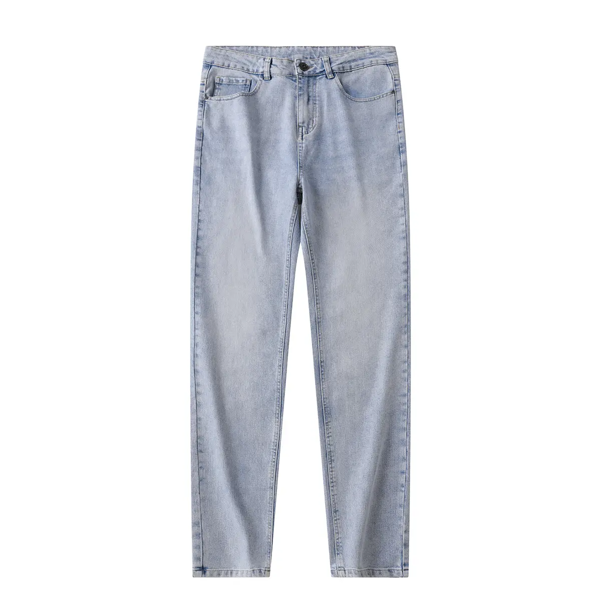 Men's Stretch Slim-fit Denim Trousers, Retro Washed Blue with Natural Whitening, Classic Five-pocket Style, Mid-waist Design with A Small Straight Leg, Simple And Versatile, Suitable for All Occasions, Essential Jeans for Daily Casual Wea