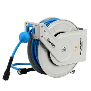 Pressure Washer Hose Reel 1/4" × 60ft Retractable Power Washer Hose Reel 3600 PSI Heavy Duty Auto Rewind Wall Mounted