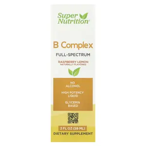 Super Nutrition B Complex Full Spectrum with Vitamin B12, Pantothenic Acid, Biotin, and Niacin, Raspberry Lemon, 2 fl oz (59 ml)