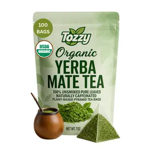 Tozzy Organic Yerba Mate Tea, Unsmoked – Clean Energy & Focus | 100 Count, Plant-Based Pyramid Bags