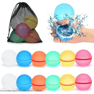 Reusable Water Balloons Magnetic Refillable Water Bomb Balloons Quick Fill Self-Sealing Water Splash Ball with Portable Mesh Bag for Summer Outdoor Play Pool Party Backyard Fun Water Toys