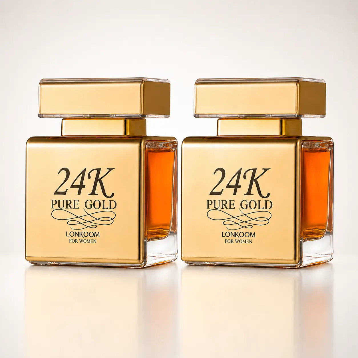 Lonkoom 24K Pure Gold x 2 Eau de Parfum for Women, 100mL | Sweet Chocolate, Strawberry & Vanilla Gourmand Perfume