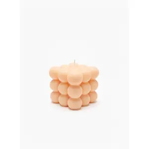 🍑 Peach Bubble Cube Candle – Modern Geometric Candle