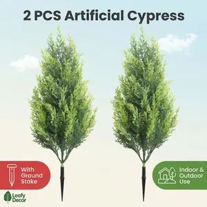 2PCS Mini Green Pine Tree Picks, Artificial Small Plant with Ground Stake for indoor outdoor  Garden Decor