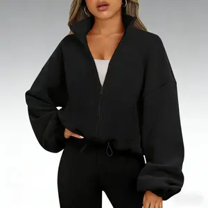Womens Fleece Jackets Zip Up Oversized Sweatshirts Winter Clothes Long Sleeve Crop Sherpa Fall Outfits Fashion
