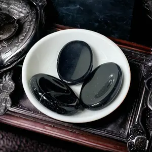 3pcs Natural Black Obsidian Worry Stone, Anti-Anxiety Palm Stone, Healing Crystal Fidget Stone Chakra Worry Stones Wellness Gift
