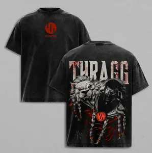 Retro Washed Thragg Viltrumite Symbol T-Shirt, Double-Sided Print Unisex Streetwear Tee, Loose Fit Casual Short Sleeve for Men & Women