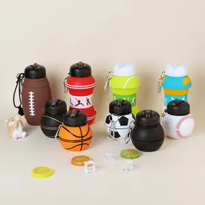 Foldable Silicone Water Bottle, Portable Leak-Proof Sports Cup, Shockproof Squeeze Football Gift, Creative Travel Mug