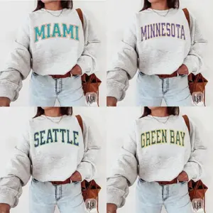 Distressed All Team Football Sweatshirt, Game Day Shirt, Ash Grey Color Football Shirt, Classic Fit Unisex Sweater Long Sleeve Casual Cotton