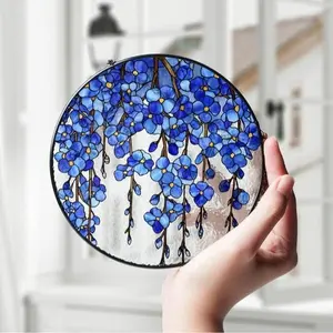 Forget Me Not Glass Suncatcher, Sympathy Gift for Miscarriage Mom, Memorial Window Hanging Decor