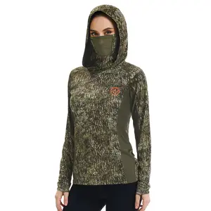 BASSDASH Women's UPF 50+ Camo Hunting Hoodie with Neck Gaiter Breathable Performance Long Sleeve Fishing Hooded Tee FS03W BASSDASH Women's UPF 50+ Camo Hunting Hoodie with Neck Gaiter Breathable Performance Long Sleeve Fishing Hooded Tee FS03W