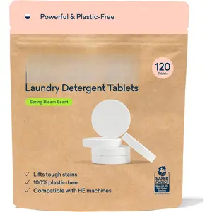 Laundry Detergent Tablets, 120 Count, Spring Bloom Scent, Plastic-Free  Pods, Sheets, Liquid Alternative - , Gentle, Non