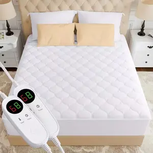 Queen Size Heated Mattress Pad - Dual Temperature Control (C/F), 9 Heat Settings, 9-Hour Timer, Deep Pocket Fitted Design, Auto Shut-Off, Machine Washable Electric Bed Warmer with Soft Fiber Fill