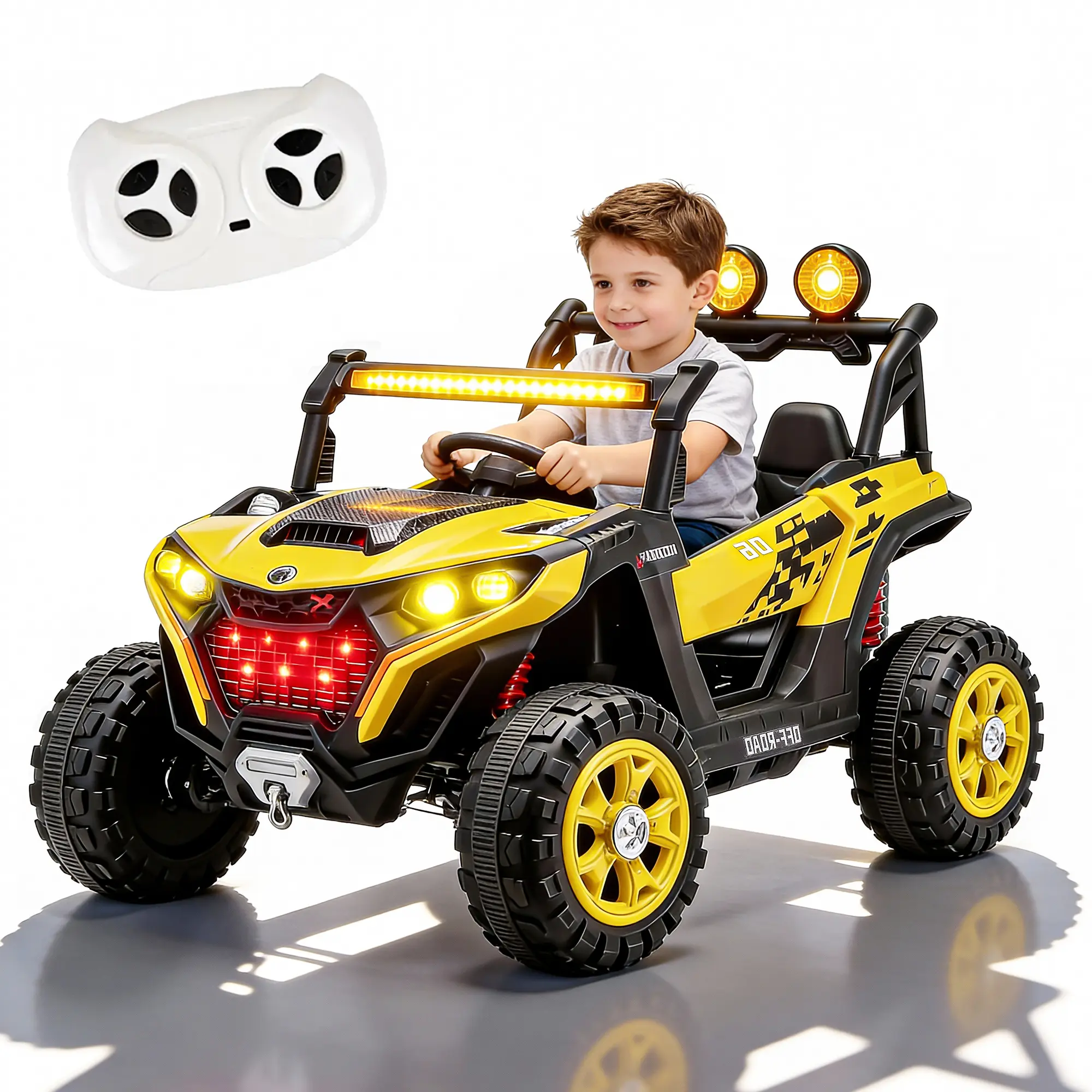 tiktokshopstockup 24V Kids  UTV Ride-On Toy Car with Parent Remote Control, 400W Dual Motor, 4-Wheel Suspension, LED Headlights, Bluetooth Music, USB, Power Display, Emergency Stop, Rechargeable Cells for Ages 3+ (Perfect Gift for Boys & Girls), Playdate