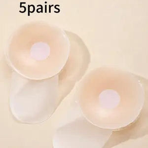 5 Pairs of Women's Reusable Liftable Sticky Bra Nipple Covers, Perfect for Backless, Comfortable and Reliable Adhesive Solution