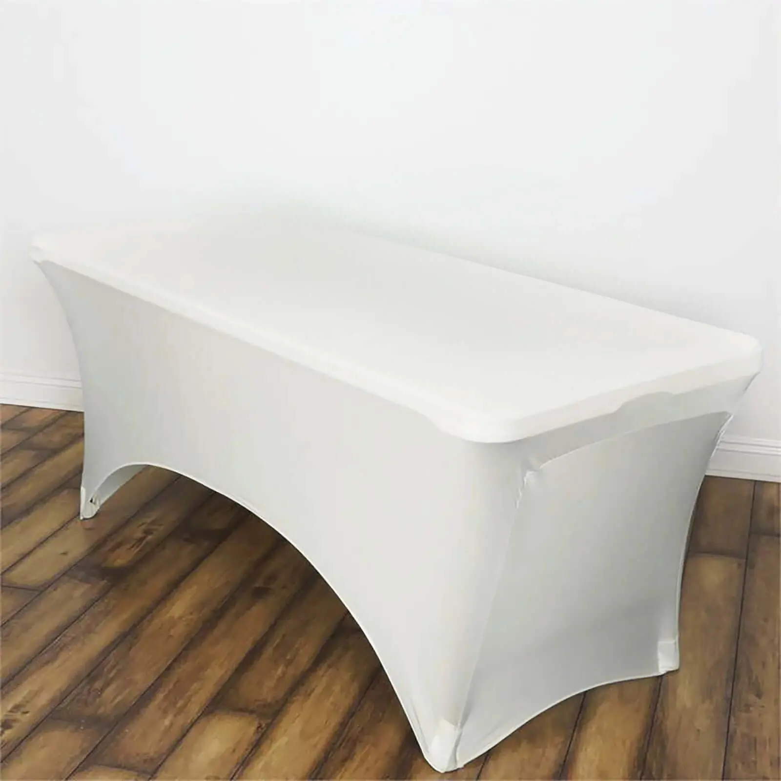 6ft Ivory Stretch Spandex Fitted Tablecloth - Wrinkle-Free Rectangular Table Cover for Wedding, Christmas, Birthday Event Decorations