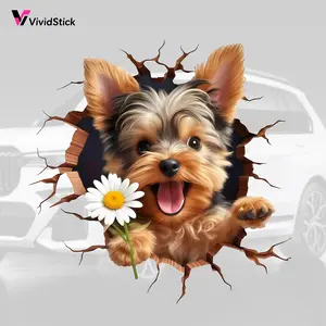 Cute Daisy Dog Car Sticker, Adorable Pet Animal Decal, Car Decals, Self-Adhesive Vinyl, Easy Installation, No Residue, for Cars Trucks Laptops