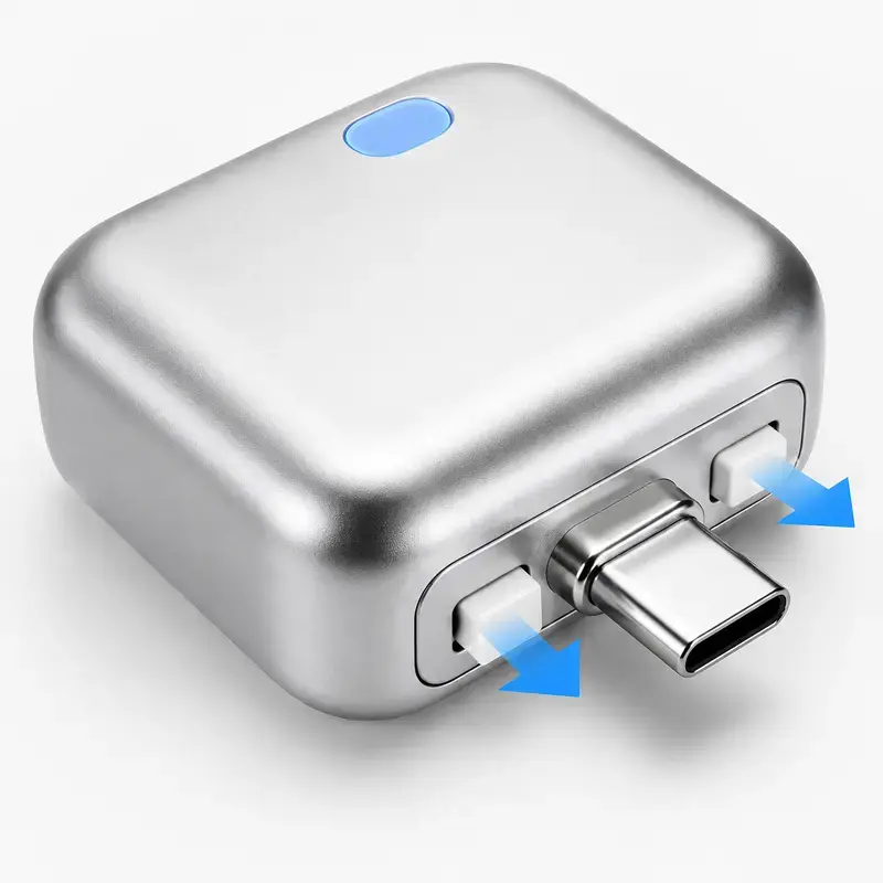 140W USB-C Physical-Disconnect Electronic Battery Guard Charger Adapter - Type-C Plug, Auto Eject, Auto Stop Charging, Anti-Overcharge Tech for Safe Overnight Use, Compatible with Smartphones, Laptops, Tablets