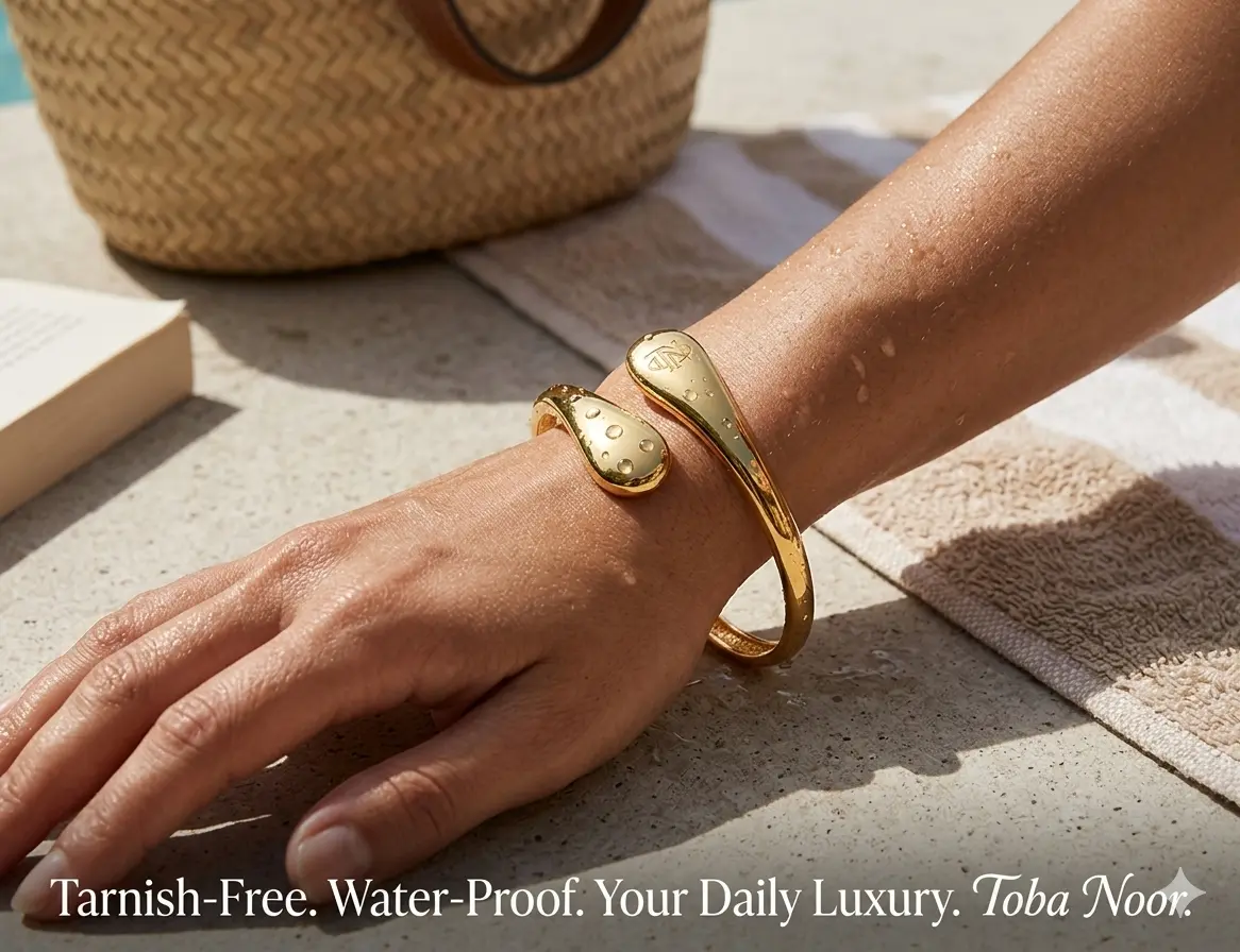 Toba Noor Gold-Tone Elegant Bangle, Timeless Statement Piece for Costume Fashion Accessories