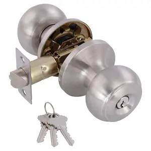 Entry Door Knob with Lock and Key - Exterior/Interior Hardware for Residential Front Entrances, Commercial Spaces