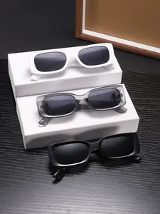 Men's Rectangular Frame Sunglasses, Lightweight Pure Color Frames, Mushroom Decorated Arms, Soft Color Lenses for Daily Commute, Trendy Sunglasses