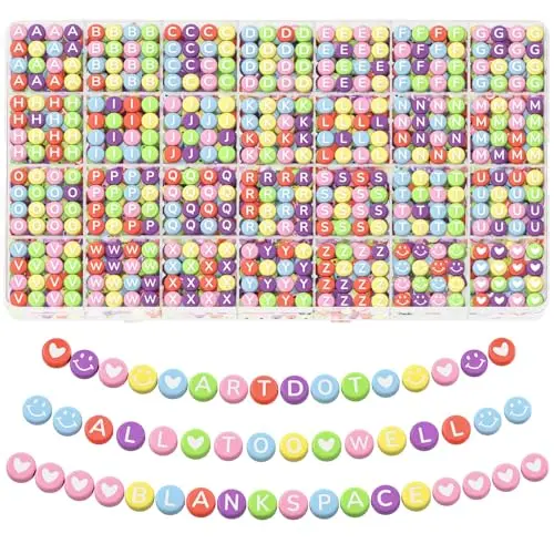 White Letter Multicolor Bead