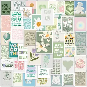 50pcs Mini Postcard Stickers, phone case sticker Motivational Aesthetic Sticker for Scrapbooking Waterproof Rectangular Flower Postcard Sticker Decals for Bullet Journal, Planner, Notebook, Christmas Decoration, Christmas Table Decor, Christmas Gift Ideas