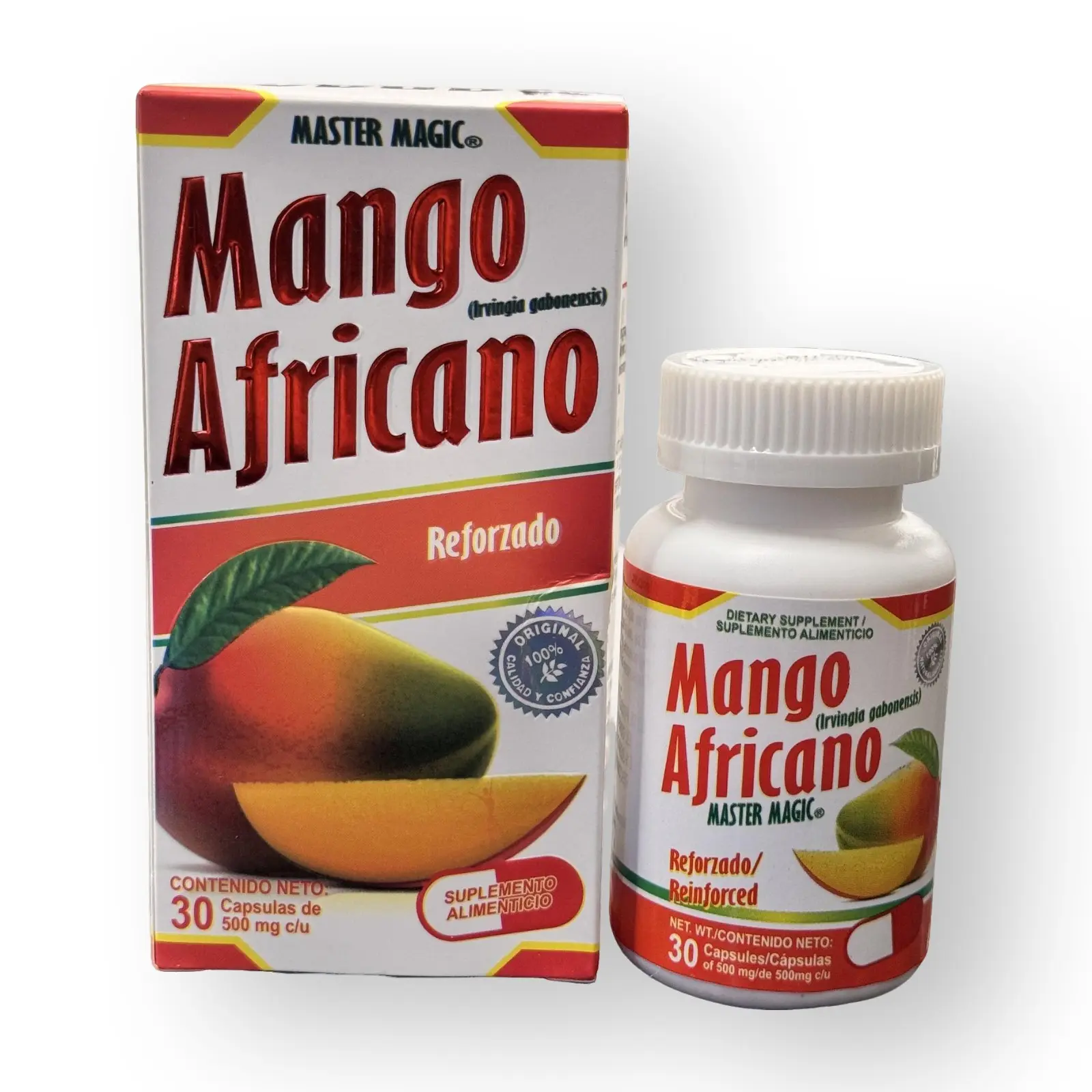 Mango Africano Reinforced Master Magic (Net. Wt. 30 Capsules of 500mg) Dietary Supplement Mango Africano Reinforced Master Magic (Net. Wt. 30 Capsules of 500mg) Dietary Supplement