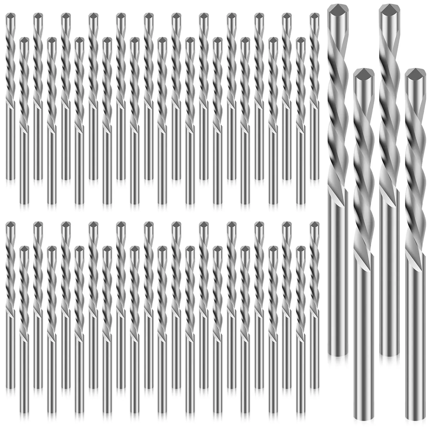 50Pcs Drywall Bit, 1/8 Inch Spiral Saw Tip Cutting Bits, M2 High Speed Steel Drywall Cutting Bits, Precision Drywall Guide Point Cutting Bits for Drywall Work Outlets Woodworking (Silver)