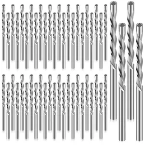50Pcs Drywall Bit, 1/8 Inch Spiral Saw Tip Cutting Bits, M2 High Speed Steel Drywall Cutting Bits, Precision Drywall Guide Point Cutting Bits for Drywall Work Outlets Woodworking (Silver)