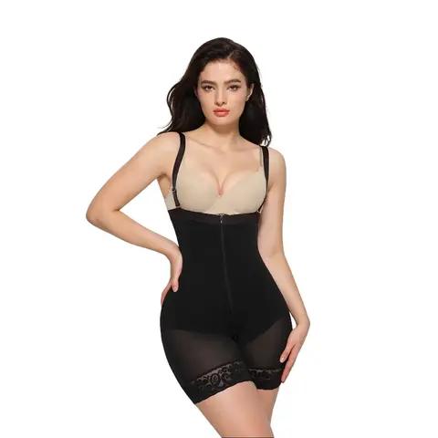 GQF Women's High Waisted Shapewear Bodysuit - Open Bust Underwear for Women, Adjustable Straps, Off Shoulder, Slimming Compression, Plus Size, Belly-Hiding Zipper Closure, Romance-Focused for Weddings