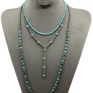 Navajo Pearl and Turquouse Layered Necklace for Women - Fashion Accessory. Western Jewelry.