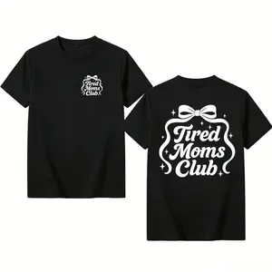 Tired Moms Club Front & Back Washed Cotton Tee/Hoodie, Trendy Women's Tshirt