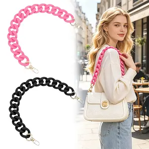 Luxe Chunky Acrylic  Bag Chain -18" Versatile Handle & Decor （Black/Pink）, Perfect for Handbags,Christmas Present