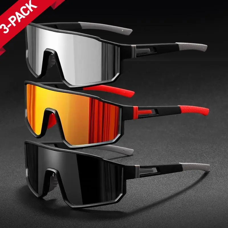 3-Pack Polarized Sports Sunglasses for Men & Women  UV400 Protection for Running, Cycling & Outdoor Activities  Durable, Lightweight Glasses for Road Biking, Driving & Active Lifestyles