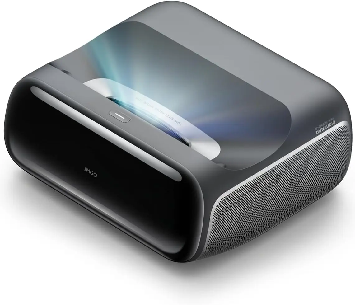 RTDGHRT  Ultra UHD 4K Ultra Short Throw Projector, 3600 ISO Lumen Triple Laser Projector, Dolby Vision, 20W Dynaudio Integrated Speakers, Google TV, Dolby Atoms, DTS-X.