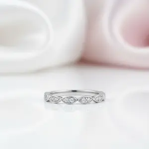 Round Scalloped Diamond Option Stackable Ring Band