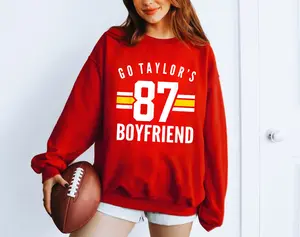 Go Taylors Boyfriend Sweatshirt Football Funny Go Taylor's Women Men Shirt Round Neck Longsleeves Unisex Crewneck Unisex Comfort Sweaters Casual