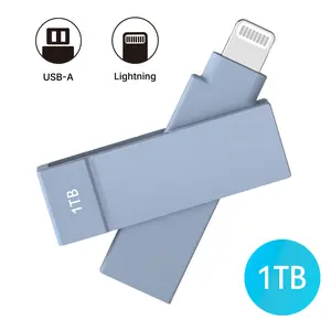 iXflash 1TB Lightning & USB A 3.2 Photo Stick Flash Drive for iPhone, iPad, Mac, & PC - Blue