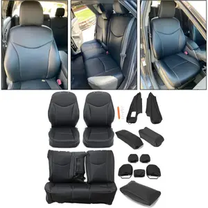 Synthetic Leather Seat Covers Compatible with 2010-2015 Toyota Prius, Black Front & Rear